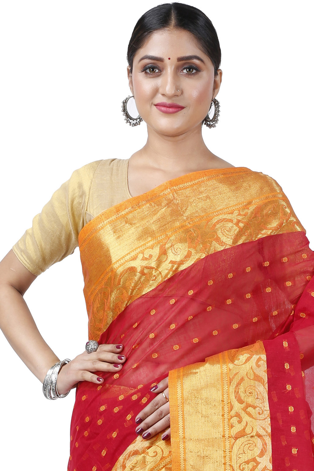 Red Pure Cotton Sachi Tant Saree (1026)